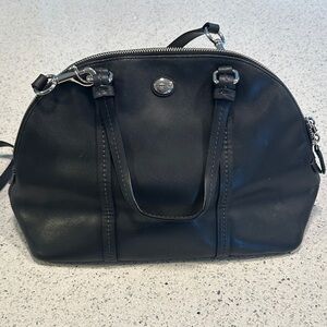 Coach Black Dome Satchel Shoulder Bag with Silver Hardware